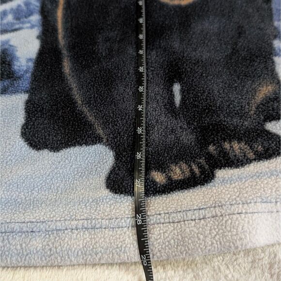 Vintage Bear Print Fleece Jacket Unisex Medium Blue Full Zip Mock Neck - Picture 7 of 7